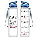 LEADO 32oz 1Liter Motivational Tracking Water Bottle with Time Marker - I Wish This was Wine - Funny Wine Lover Birthday Gifts for Women Best Friend, Daughter, Mom, Wife - Drink More Water Daily