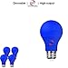 Explux Commercial Lighting Dimmable LED A19 Blue Light Bulbs, 60W Equivalent, Direct LED Color Emission, 25000 Hours, 4-Pack