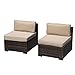 Patiorama Armless Chair,Outdoor Patio Loveseat Brown Rattan Wicker Sofa Chair,Additional Seats 7 Piece Set
