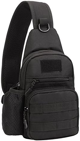 Matoger Tactical Military Chest pack Single Sling Shoulder Bag Crossbody Backpack Sports Casual Canvas for Traveling Outdoors (Black)