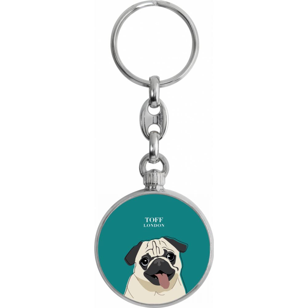 Toff London Beige Pug Dog Head Keyring