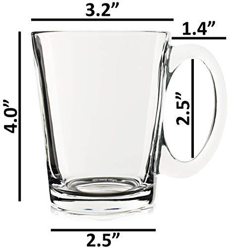 10oz Coffee Tea Glass Cups with Handles, Perfect for Hot or Cold Drink, Set of 6 by Serami - Thumbnail 2