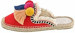 U-lite Women's Comfort Red Tassel & Fluffy Ball