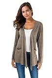 Women Open Front Casual Comfy Flowy Long Line Modal Cardigan (L, Grey)