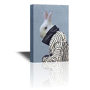 Mr Animal Series Canvas Wall Art - Mr Rabbit - Gallery Wrap Modern Home Art | Ready to Hang - 12x18 inches