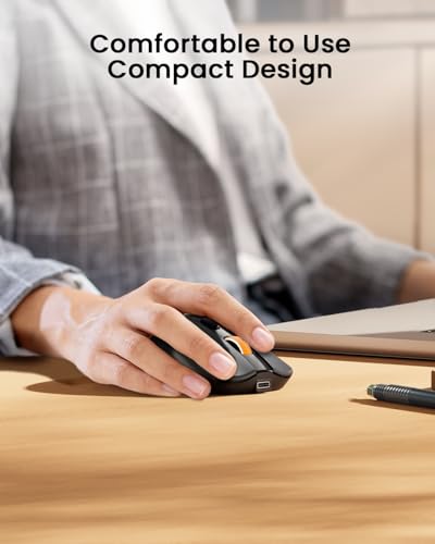 ProtoArc Bluetooth Wireless Mouse, USB C Mouse, EM15 Rechargeable Compact Portable Type C Wireless Mice for Laptop, Tablet, PC, Windows, Mac OS-Black
