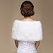 EQLEF Faux Fur Wrap Shawl Shrug Ivory Lady Gift with Satin Bowknot for Bridal-S Length 37.4'', Width 11''