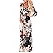 Women Elegant V Neck Long Sleeve Beach Dress Evening Cocktail Party Maxi Long Wedding Dress
