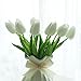 Montout 12PCS/Set PU Stunning Holland Tulip Flower Real Touch Artificial Silk Flowers Arrangement Bouquet Home Room Office Wedding Party Decor (White)
