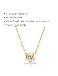 Carleen - Colgante de oro sólido de 18 quilates, solitario F-G, color diamante de 0,10 quilates, cadena de oro sólido de 18 quilates, oro amarillo 18 K resistente, 1287