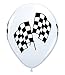 Qualatex Checkered Racing Flags Biodegradable Latex Balloons, 11-Inch (12-Units)