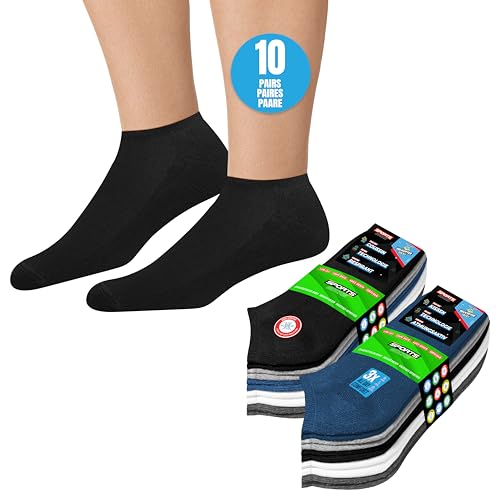 10 Pares Calcetines Tobilleros Mujer Hombre Verano Calcetines Cortos Bajos, paquete de 10 (EU 39-42, Multicolor)