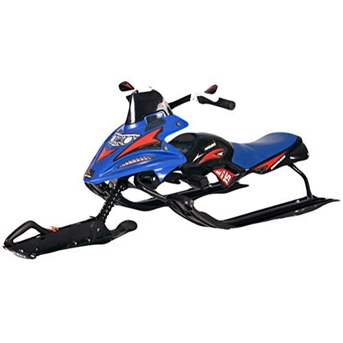 Snow sled Heavy Duty, Durable Metal Racer Snow Sledge with Brakes Steering Wheel Pull Rope for Kid & Adult-A