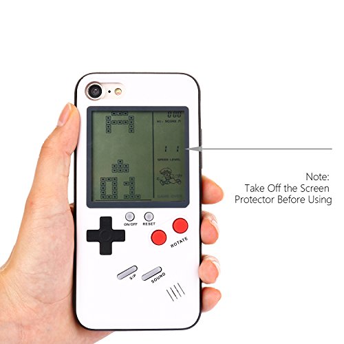 Retro 3D Gameboy Design Style Soft Silicone Cover Case For Apple iPhone Game Installed (7/8 Plus-White)