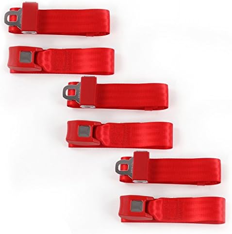 safeTboy STBCD5CD Chevy Truck 1967-1972 Standard 2pt Red Lap Bench Seat Belt Kit - 3 Belts saftboy