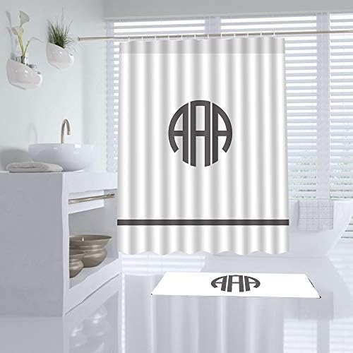 ShowRoom16 Monogrammed Custom Personalized Your Name Family Name Shower Curtain Bathroom Decor 60 x 72 Inches with Matching Bath Mat 19.5 x 31.5 Inches 2 pcs Set