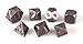 Forged Dice Co. Metal Polyhedral Dice Set of 7 - Storage Tin and Stickers - Metal Gaming Dice for RPG Games - Iron w/Red Numbers