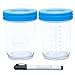 Nellam Baby Food Storage Containers - Leakproof, Airtight, Glass Jars for Freezing & Homemade Babyfood Prep - Reusable, BPA Free, Microwave & Freezer Safe (4x4oz+4x8oz, Blue)
