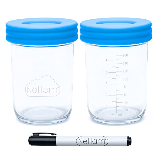 Nellam Baby Food Storage Containers - Leakproof, Airtight, Glass Jars for Freezing & Homemade Babyfood Prep - Reusable, BPA Free, 12 x 8oz Set, that is Microwave & Dishwasher Safe - Thumbnail 5