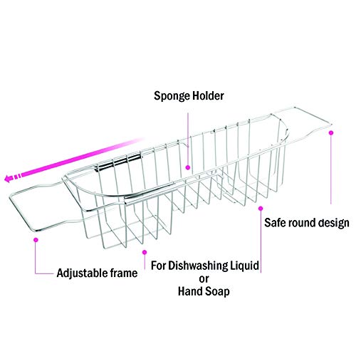 Expandable Scrubber Caddy Holder Organizer Rack Stainless steel for Scrub Brushes,Soap,Dishwashing Liquid Drainer Rack