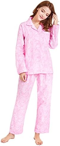 TONY AND CANDICEWomen’s 100% Cotton Pajamas, Long Sleeve Woven Pj Set Sleepwear