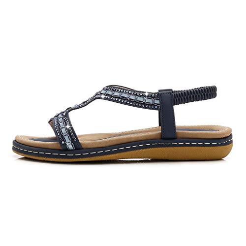 chengzhijianzhu Women's Sandals Bling Crystal Peep Toe Flats Slip-On Flip-Flops Slides Basic Slingback Beach Slippers Shoes - Thumbnail 3