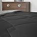 Comfort Spaces Vixie Reversible Comforter Set - Trendy Casual Geometric Quilted Cover, All Season Down Alternative Cozy Bedding, Matching Sham, Black/Gray, Full/Queen 3 piece