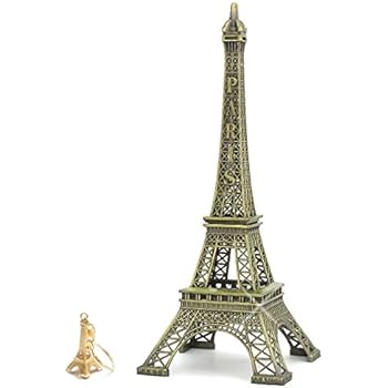 City-Souvenirs (12 inch) Eiffel Tower Statue, Metal Figurine and Center Piece for Home Decor. (Includes Gold Eiffel Tower Key Chain)