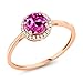 10K Rose Gold Diamond Engagement Ring Round Pink Created Sapphire (1.22 cttw, Size 8)