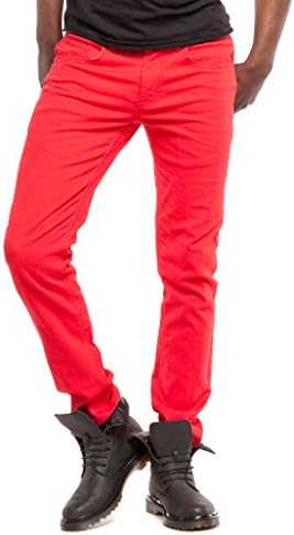 Royal Blue Men's Skinny-Fit Slim Twill Jean - Red, Size 34W x 30L