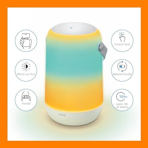 Wiz - lâmpada portátil móvel luz branca e colorida efeito de iluminação de zona dupla controle de voz e painel touch, com tecnologia spacesense e compatível com alexa e google home