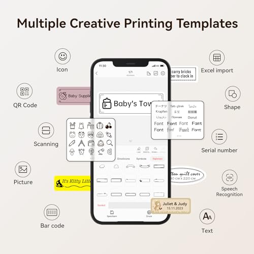 NIIMBOT D110 Mini Label Maker Machine with Tape(Pre-Cut Size 12x40mm), Portable Bluetooth Sticker Printer, Inkless Automatic Feeding One-Touch Custom Printing, Compatible with Phone Only