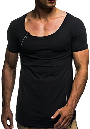 1931trendy Mens Scoop Deep Round Neck Tee Short Sleeve T-Shirt