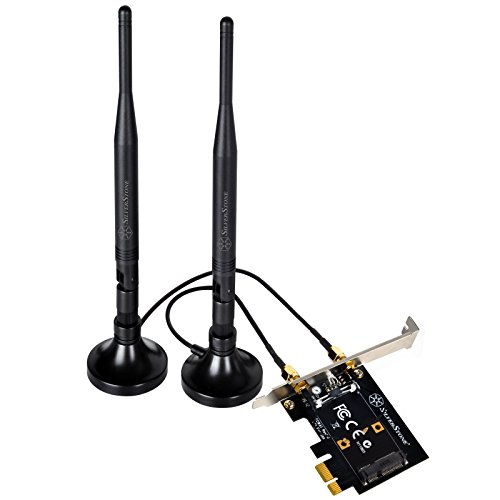 SilverStone Technology Mini PCI-E to PCI-E Adapter with Dual Band (24GHz/5GHz) MIMO Antenna (ECWA1)