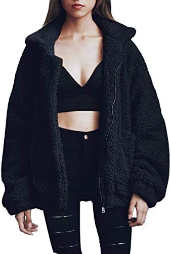 Women's Casual Warm Faux Shearling Coat Jacket Autumn Winter Long Sleeve Lapel Fluffy Fur Outwear