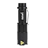 Hatori 18650 Flashlight Ultra Bright Handheld LED Flashlight with Zoomable Adjustable Focus 5 Light Modes Water Resistant Torch, Battery-Powered (Not Included) Tactical Flashlight, Black