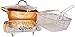 Copper Pan With Pour Spout, 8Piece. Square Pan With Round Handle, Glass Lid, Steamer, Frying Basket, Steamer Stands, Induction Base Non Stick, Dish Washer Safe