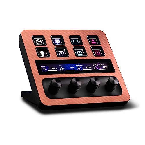 MightySkins Carbon Fiber Skin Compatible with Elgato Stream Deck + - Solid Salm…