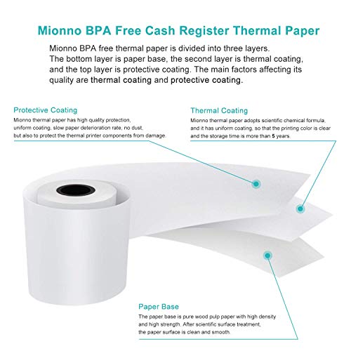 Mionno BPA Free Thermal Paper Rolls, 20 Rolls 3 1/8" x 230' Cash Register and POS Receipt Printers Rolls - Premium Quality Credit Card Machine Receipt Tape with Eco-Friendly Recyclable Core - Thumbnail 5