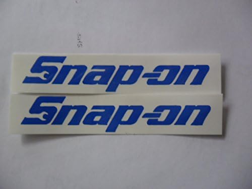 Snap On blue on white 3.5"x 0.75" Vinyl Decal weather proof Sticker pair