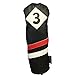 Majek Retro Golf Headcovers Black Red and White Vintage Leather Style 1 & 3 Driver and Fairway Head Cover Fits 460cc Drivers Classic Look