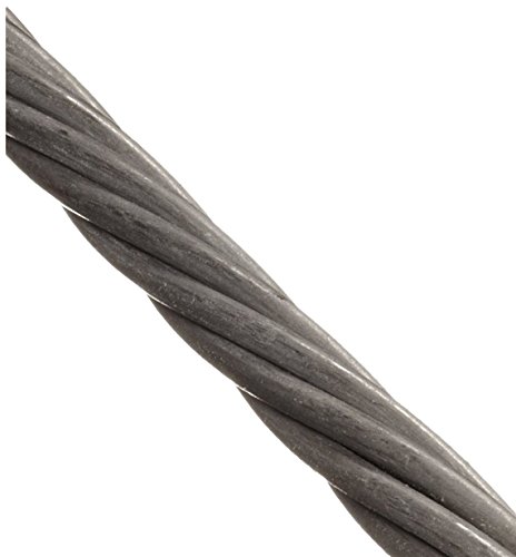 Loos Cableware Division Stainless Steel 302/304 Wire Rope, 1x7 Strand, 0.027" Bare OD, 25' Length, 150 lbs Breaking Strength