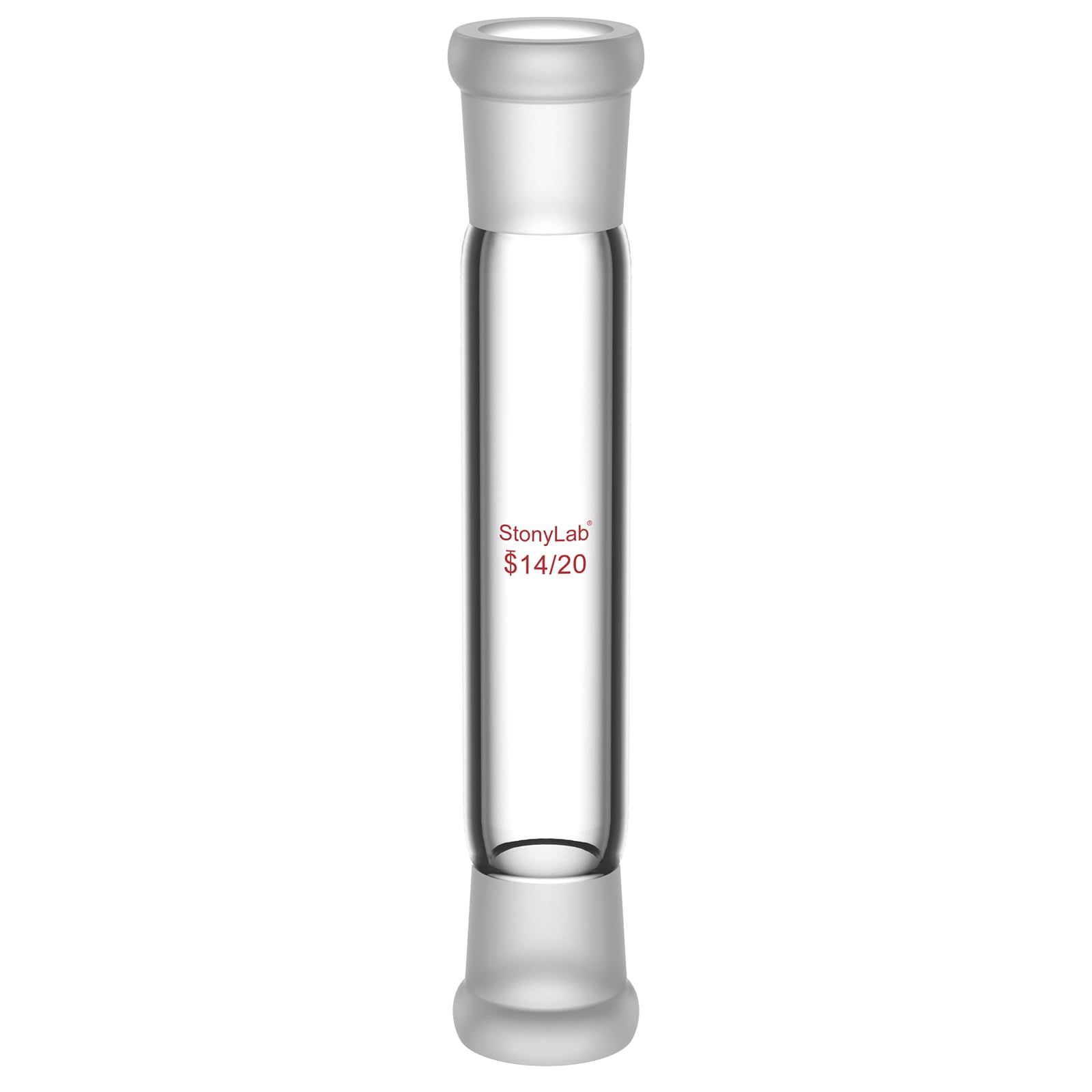 stonylab Borosilicate Glass Straight Connecting Adapter, 70 mm Between Two 14/20 Outer Joints for Laboratory