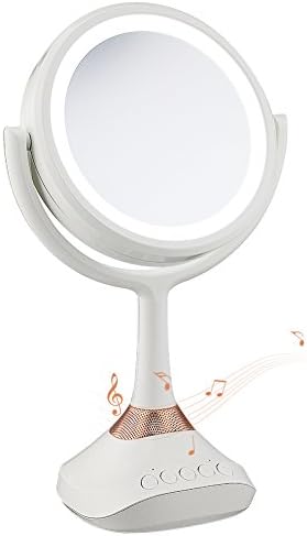LED Makeup Mirror with Creative Bluetooth Music Audio USB Charging Speakerphone High-definition Princess Makeup Mirror Portable Mirror