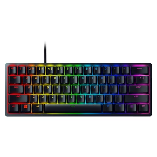 Razer Huntsman Mini (Purple Switch) - Kompakte 60% Gaming Tastatur (Klickende Optische Switches, Doubleshot PBT-Tastenkappen, Abnehmbares USB-C Kabel)
