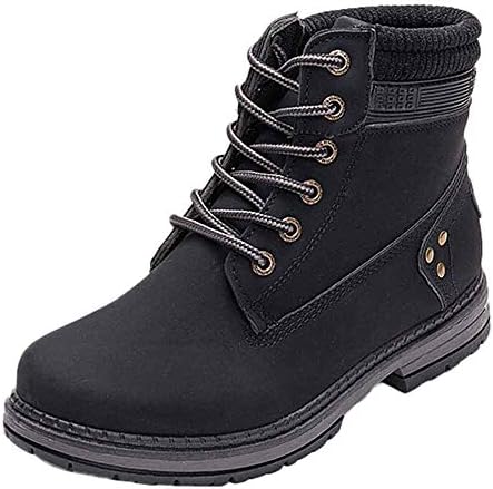 Creazrise Women's Lace Up Low Heel Work Combat Boots Waterproof Ankle Bootie Round Toe Shoes (Red,8)
