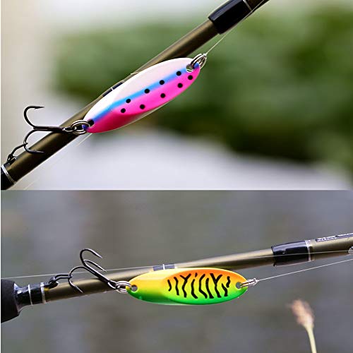 image for SUNMILE Fishing Spoons Lure with VMC Treble Hooks Casting Metal Fishin