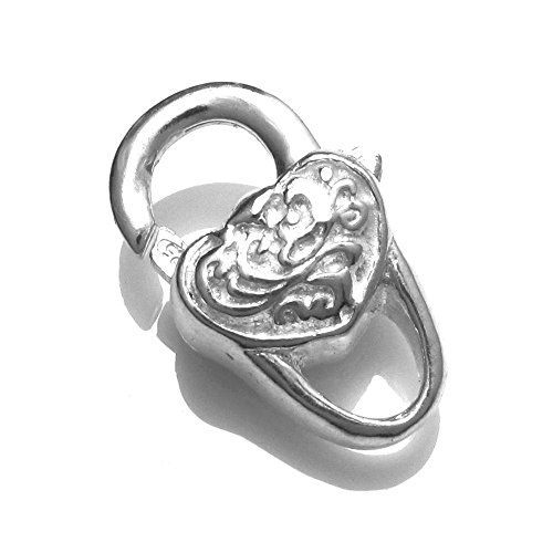 1 pc 925 Sterling Silver Heart Lock Bead Heavy Lobster Clasp 18mm / Connector / Findings