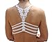 Blue 55 Women's Junior Padded Cut-Out Strappy Cotton Lace Crochet Racerback Bralette (White Wings)