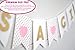 It's A Girl Banner Laser Cut Felt 50 inches wide - Pink White Gold Shimmer Glitter Hearts and Polka Dot